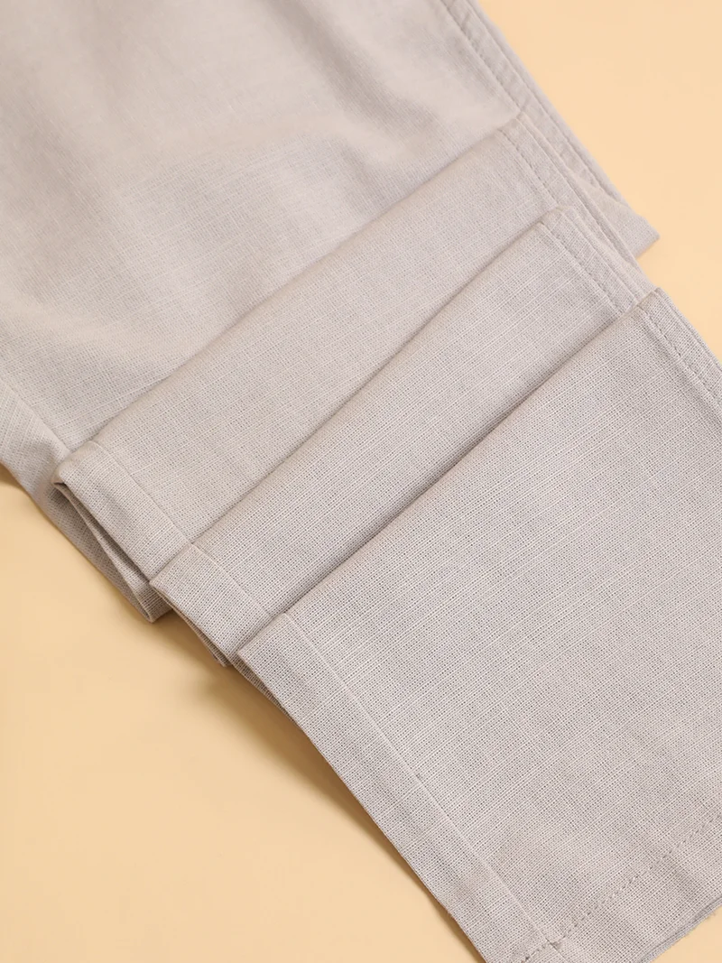 Maniac  Maniac Mens Italy Linen Solid Light Grey Cotton Trouser for Men | Best Price UAE
